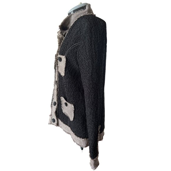 Katie Todd Womens Black Textured Button Down Long Sleeve Jacket Size M - Picture 3 of 8